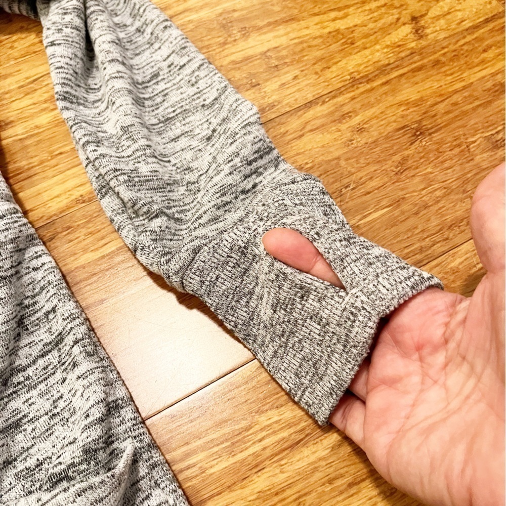 Athleta gray, black, white full zip sweatshirt jacket with hood & pockets. XL - Picture 6 of 12